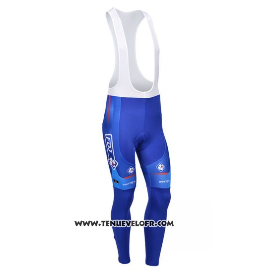 2013 Maillot Ciclismo FDJ Blanc et Azur Manches Longues et Cuissard